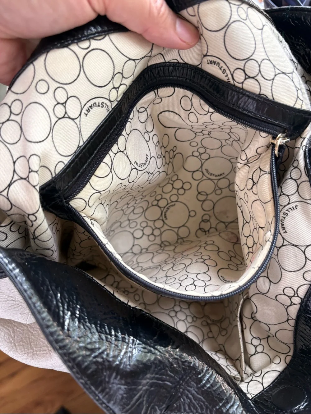 Jill Stuart white and black XL leather tote bag